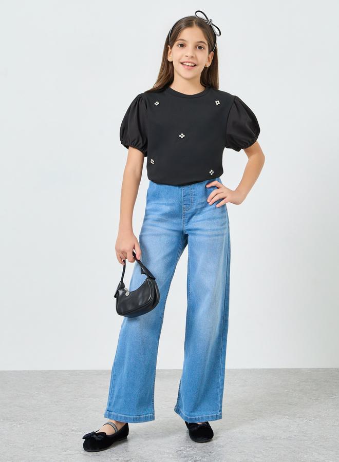 ستايلي جينز قطن بأرجل واسعة - Image 1